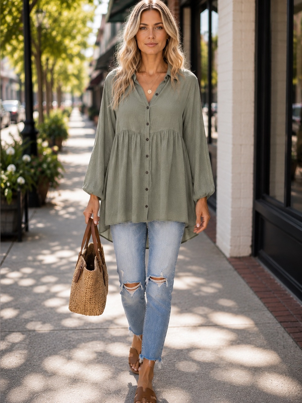 Jaded Gypsy Olive Tunic Top